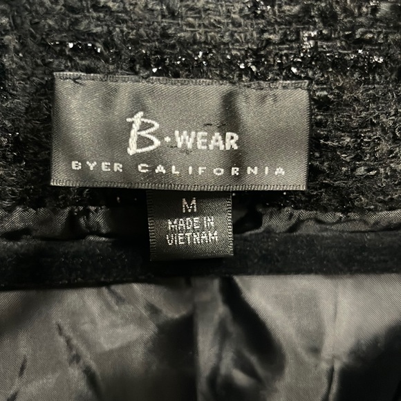 B Wear by Byer California Blazer 3/4 Sleeve Black & Metallic Silver Thread Tweed - Picture 6 of 13